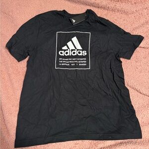 Adidas Men’s Box Emblem Black Short Sleeve Tshirt. Large. NWT